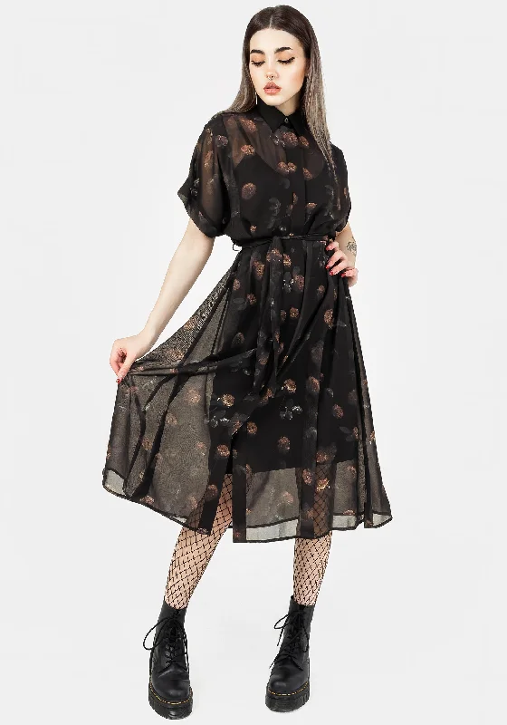 ladies-midi-dress-playful-prance-Monica Floral Chiffon Midi Shirt Dress