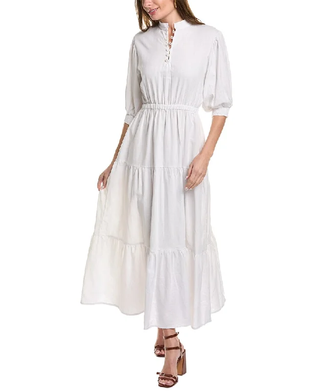 Women's maxi dress dip flow -SOLE Roma Linen-Blend Maxi Dress