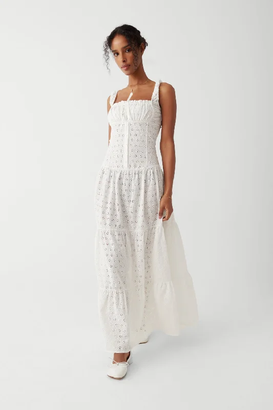 Women's maxi dress sway ripple -Christabelle Eyelet Maxi Dress - Angel's Wing