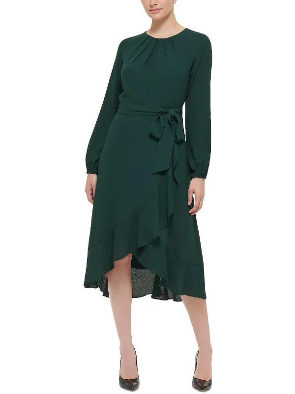 ladies-midi-dress-autumn-aura-Womens Belted Calf Midi Dress