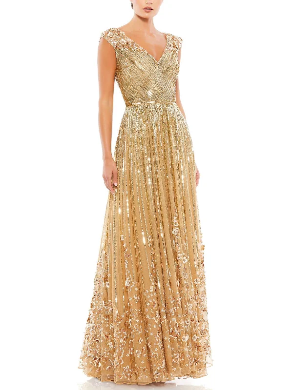 Women's maxi dress hub sweep -Womens Sequined Maxi Evening Dress