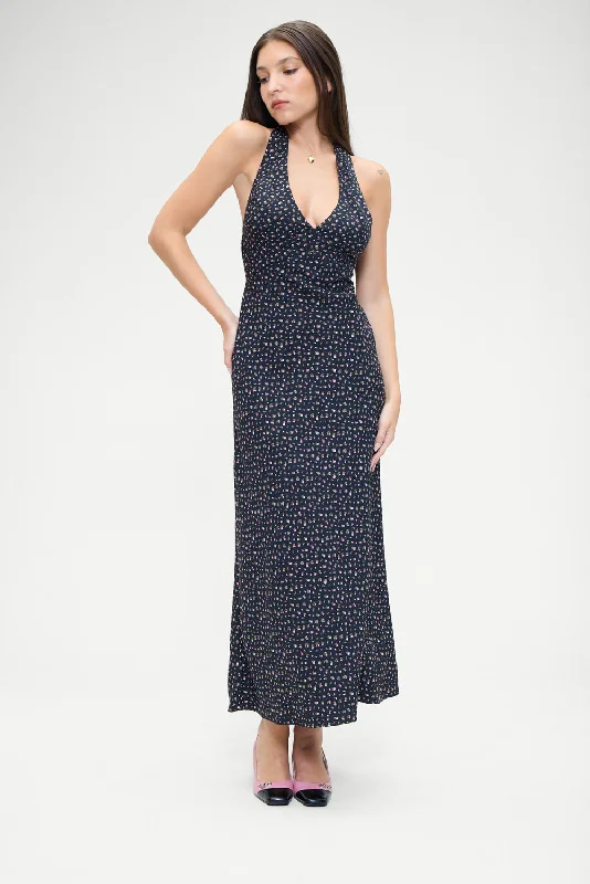 Women's maxi dress free ripple -Madeleine Floral Maxi Dress - Midnight Flower