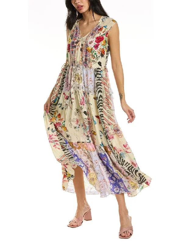 Women's maxi dress linen sweep -Johnny Was Cosmo Lola Maxi Dress