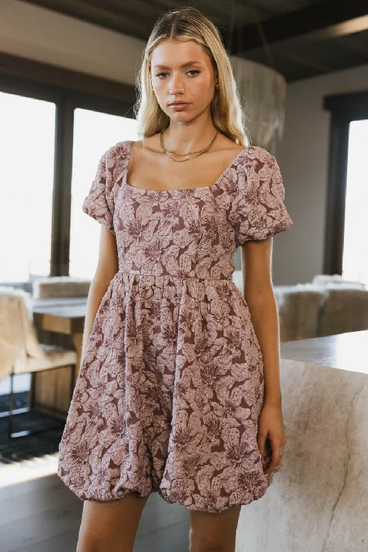 ladies-mini-dress-fall-flair-Aisling Bubble Mini Dress in Mauve