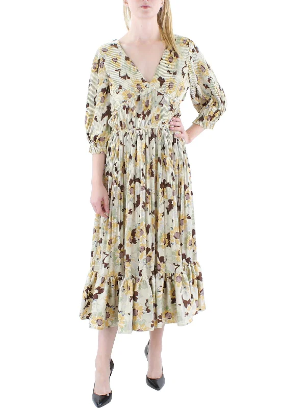 Women's maxi dress kin flow -Womens Floral Print Long Maxi Dress