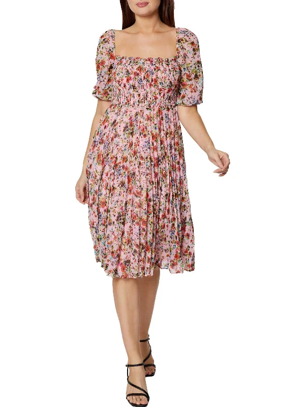 ladies-midi-dress-pastel-poem-Womens Floral Pleated Midi Dress