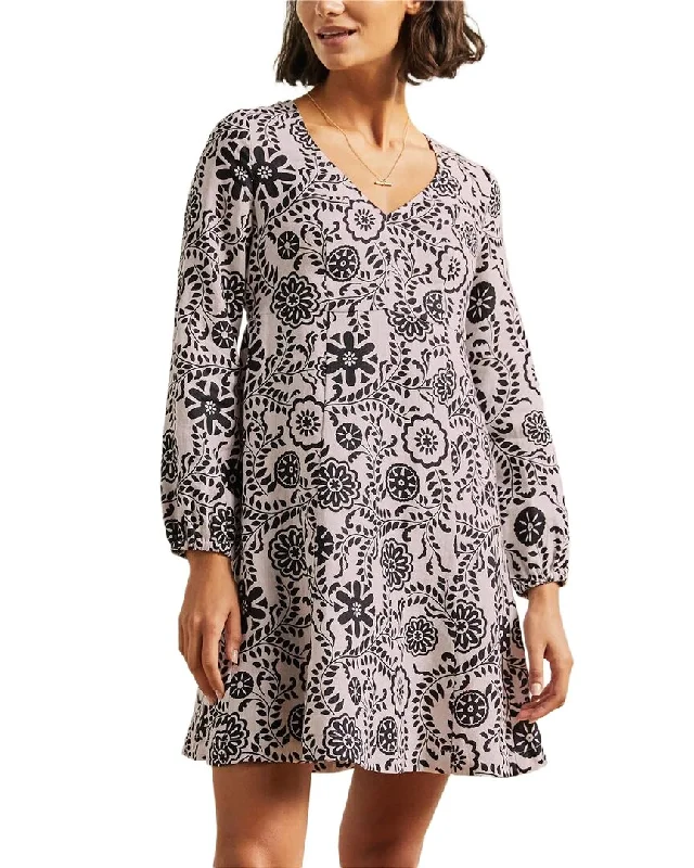 ladies-mini-dress-beaded-boom-Boden V-Neck Flippy Linen Mini Dress