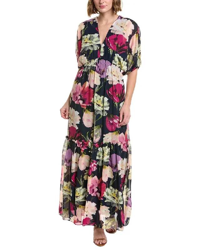 Women's maxi dress trim drift -Taylor Printed Chiffon Maxi Dress