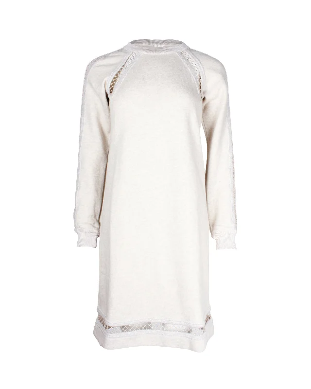 ladies-shirt-dress-timeless-piece-Chloe Cut Out Detail Sweatshirt Mini Dress in Cream Cotton