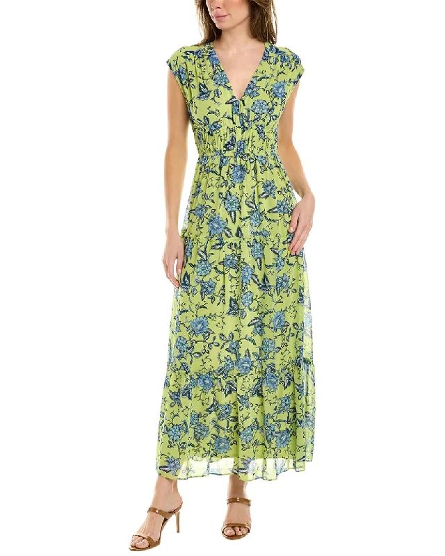 Women's maxi dress sway ripple -MAISON TARA Cap Sleeve Maxi Dress