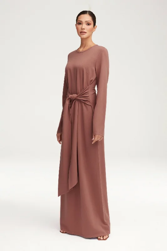 Women's maxi dress chill sweep -Jersey Tie Front Maxi Dress - Blush Nude