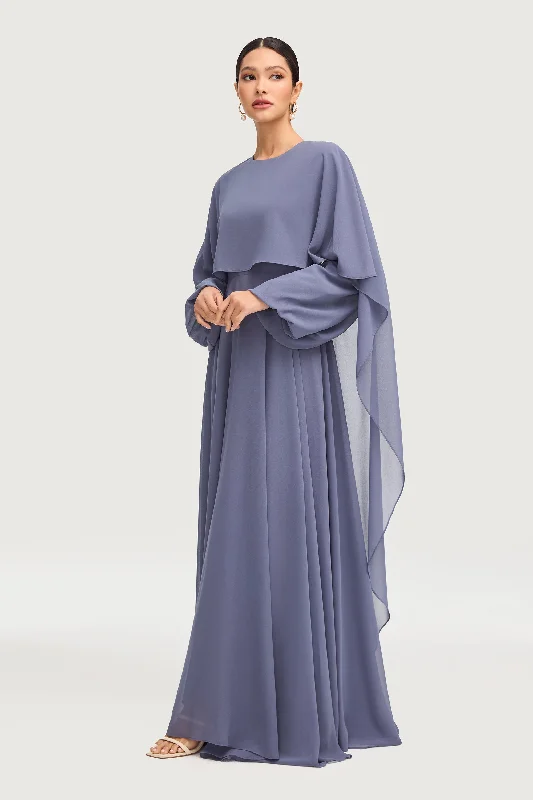 Women's maxi dress run flow -Falak Draped Chiffon Maxi Dress - Dusk