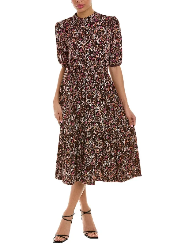 ladies-midi-dress-smocked-sweep-Leota Floral Midi Dress