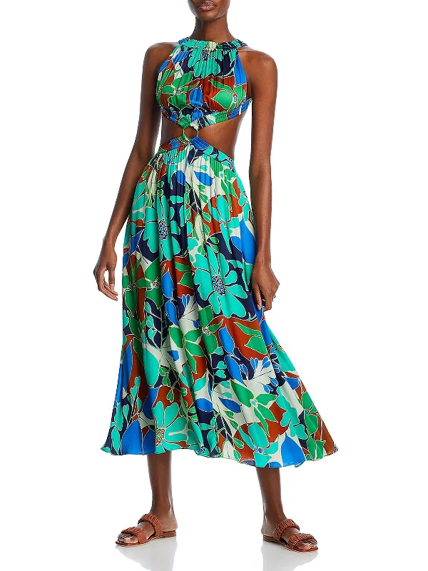 Women's maxi dress earth sweep -Theia Womens Printed Cut-Out Maxi Dress