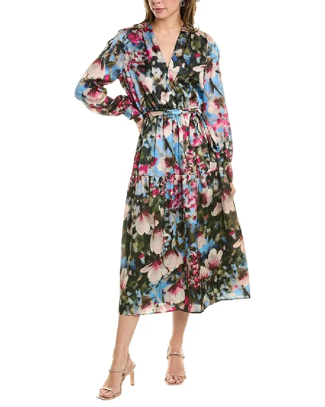 ladies-midi-dress-v-neck-vogue-Anne Klein Floral Midi Dress