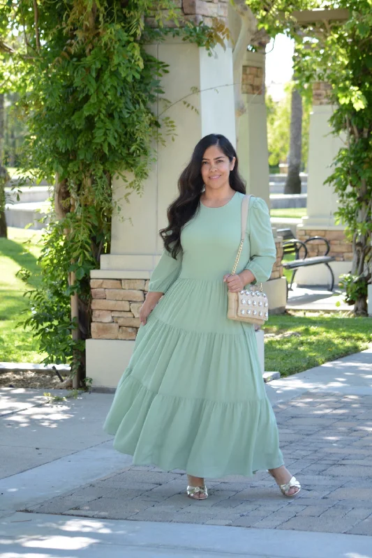 Women's maxi dress run flow -Marbella Sage Maxi Dress