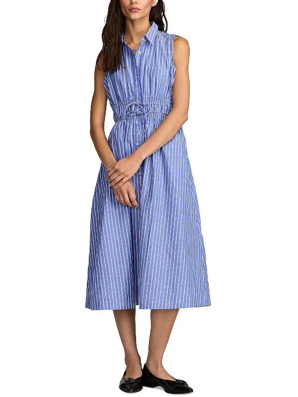 ladies-shirt-dress-day-to-night-Womens Cotton Striped Shirtdress