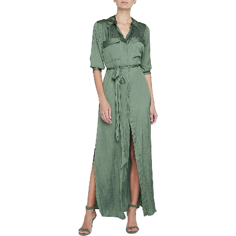 ladies-shirt-dress-flattering-cut-Cameron Womens Belted Long Shirtdress