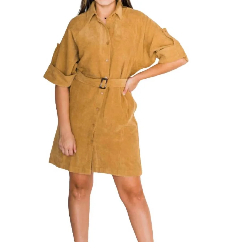 ladies-shirt-dress-loose-silhouette-Corduroy Shirtdress In Natural