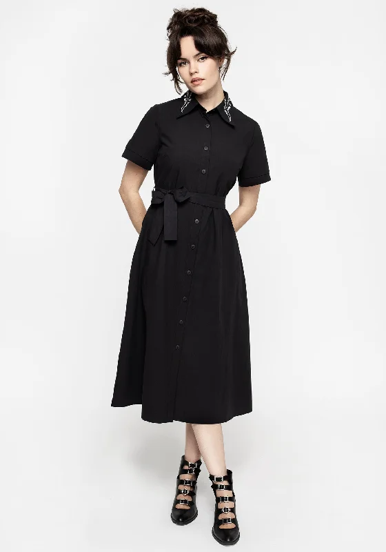 ladies-midi-dress-dainty-dream-Goodfellow Embroidered Collar Midi Shirt Dress