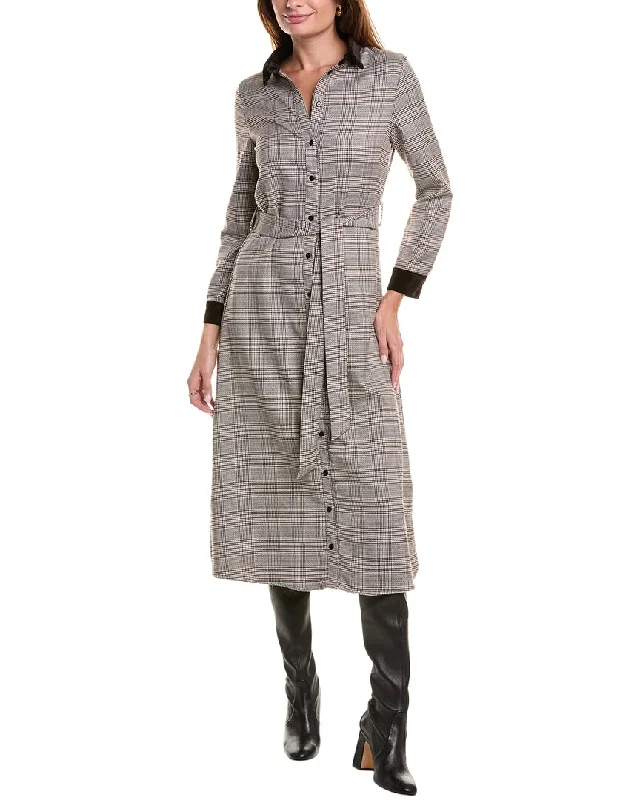 ladies-shirt-dress-cream-soft-YAL New York Plaid Shirtdress