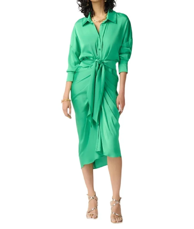 ladies-shirt-dress-lemon-zest-Notched-Collar Shirt Dress In Island Green