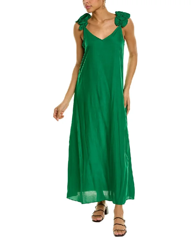 Women's maxi dress twirl sweep -Vince Camuto Ruffle Shoulder Maxi Dress