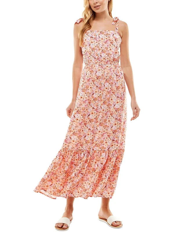 Women's maxi dress one ripple -Juniors Womens Floral Print Long Maxi Dress