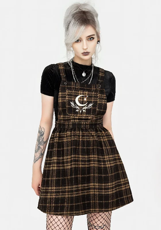 ladies-mini-dress-winter-wink-Artume Embroidered Check Mini Pinafore Dress