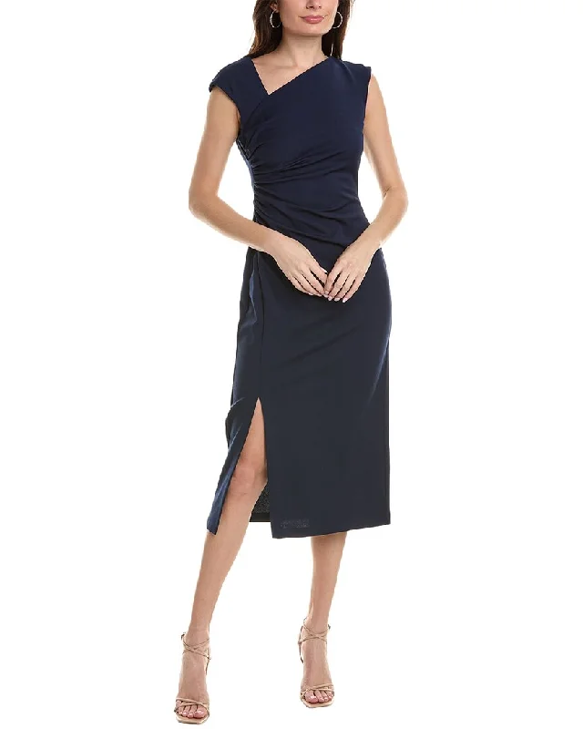 ladies-midi-dress-picnic-poetry-Anne Klein Asymmetrical Scuba Crepe Midi Dress