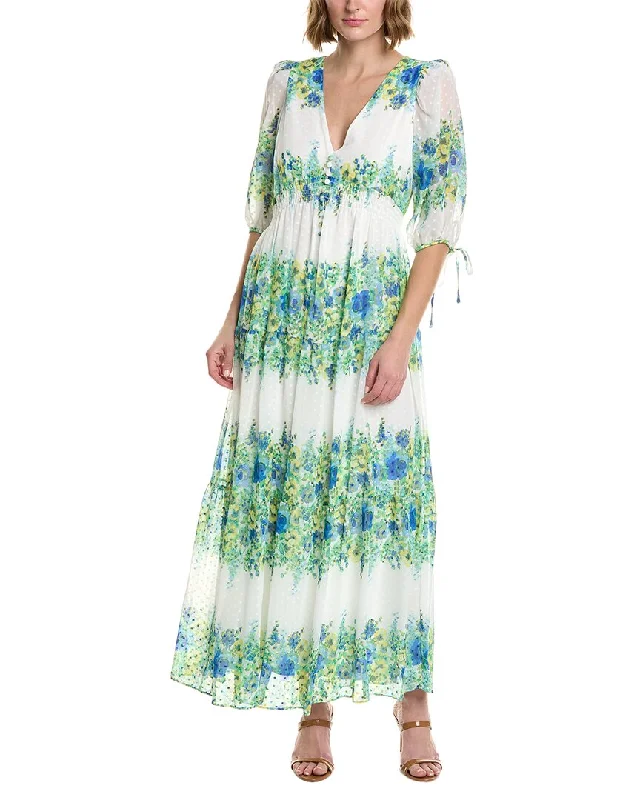 Women's maxi dress belt flow -Taylor Printed Swiss Dot Chiffon Maxi Dress