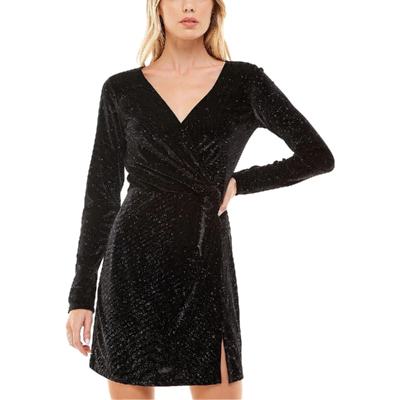 Women's bodycon dress trendy -Juniors Womens Glitter Mini Bodycon Dress