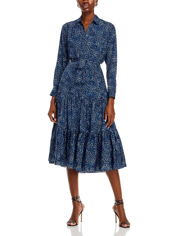 ladies-shirt-dress-everyday-ease-Montanna Womens Animal Print Midi Shirtdress