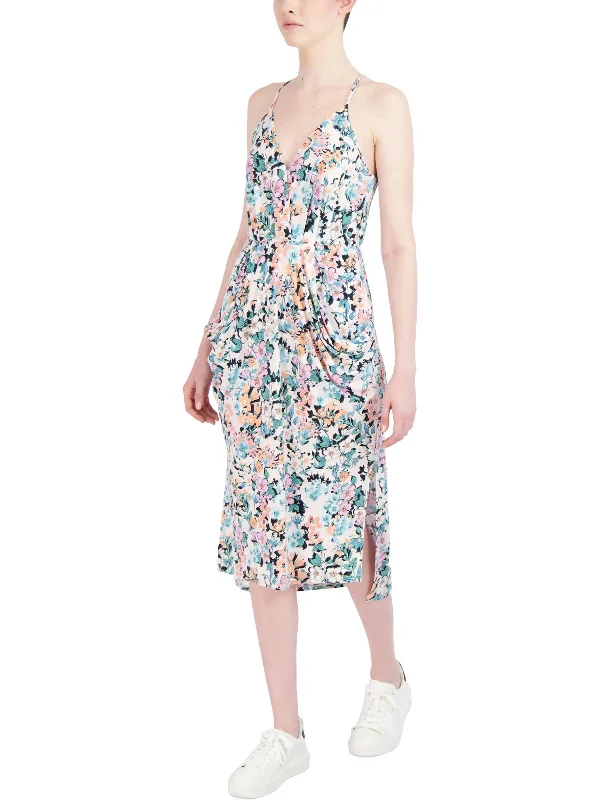 ladies-midi-dress-modern-muse-Womens Floral Print Calf Midi Dress