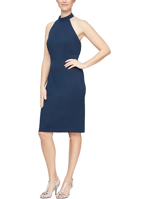 ladies-midi-dress-swingy-sway-Womens Ruffled Midi Sheath Dress