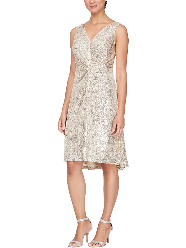 ladies-midi-dress-cold-shoulder-chic-Womens Sequined Cocktail Midi Dress