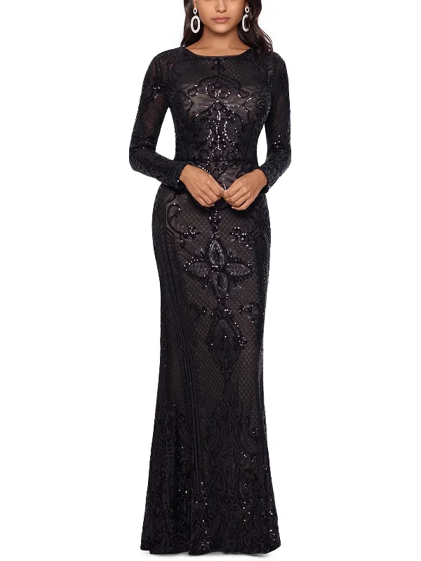 Women's maxi dress flex flow -Womens Sequined Maxi Evening Dress