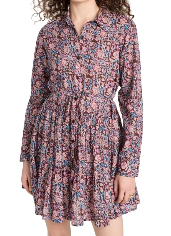 ladies-shirt-dress-dark-tone-Anna Shirt Dress In Bella Floral