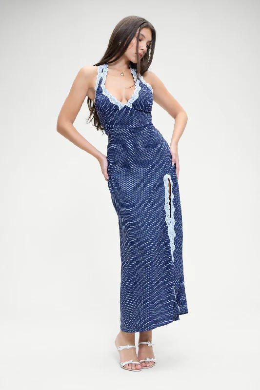 Women's maxi dress ride flow -Madeleine Polka Dot Maxi Dress - Dotty