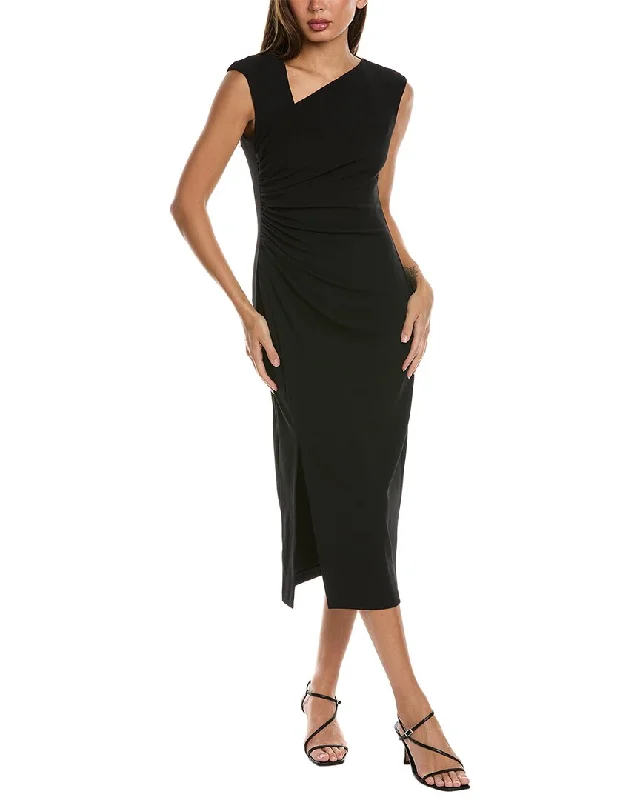 ladies-midi-dress-romantic-ripple-Anne Klein Ruched Midi Dress