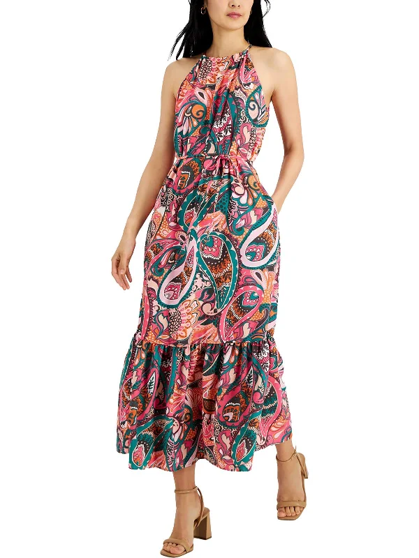 Women's maxi dress high sweep -Womens Printed Long Maxi Dress