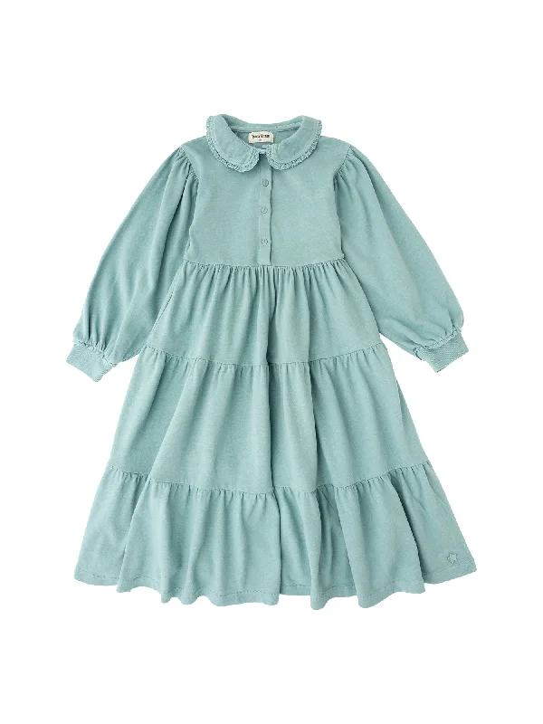 ladies-midi-dress-comfortable-calm-Tocoto Vintage Baby Doll Collar Evase Midi Dress