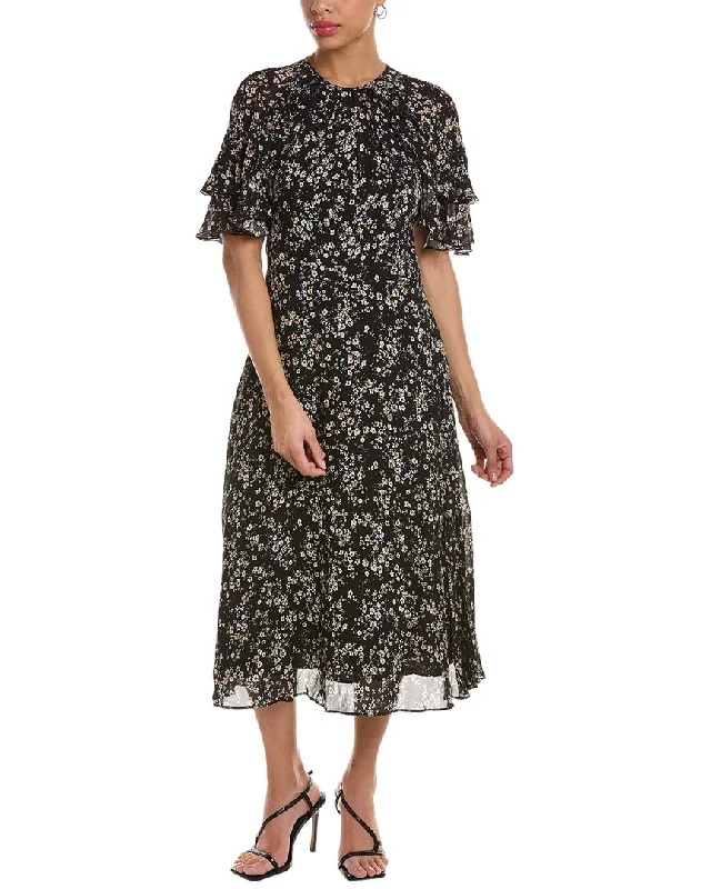 ladies-midi-dress-calf-length-chic-Teri Jon by Rickie Freeman Floral Midi Dress